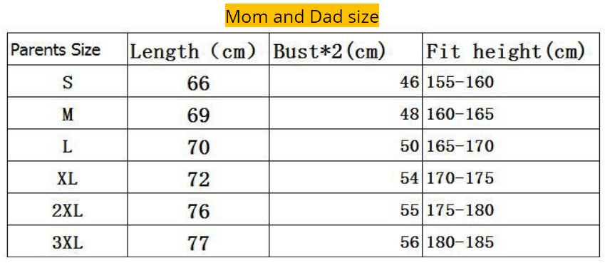 size mom dad