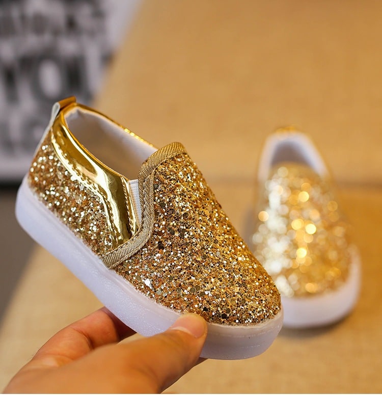 thumbnail image 2 of Kids Sequins Shoes - Sparkle High Top Sneakers With Hook & Loop Closure For Boys And Girls 2 of 9